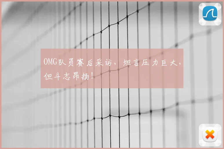 OMG队员赛后采访，坦言压力巨大，但斗志昂扬！